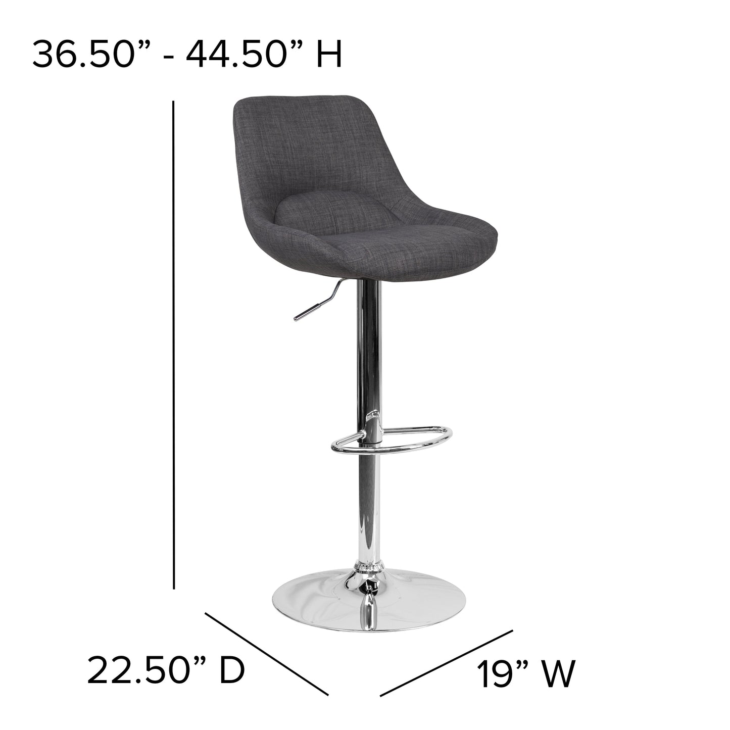 Dark Gray Fabric Bar Stool CH-182050X000-DKGYFAB-GG