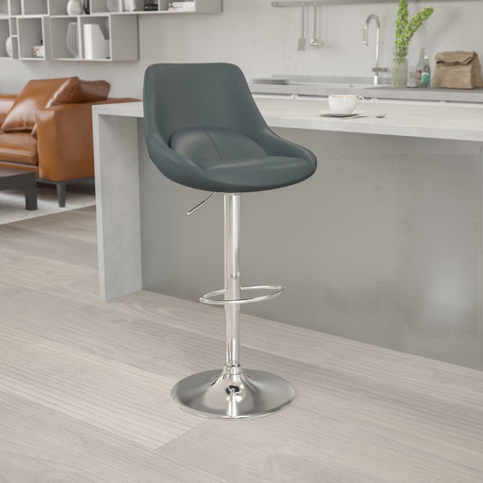 Gray Vinyl Swivel Bar Stool CH-182050X000-GY-V-GG