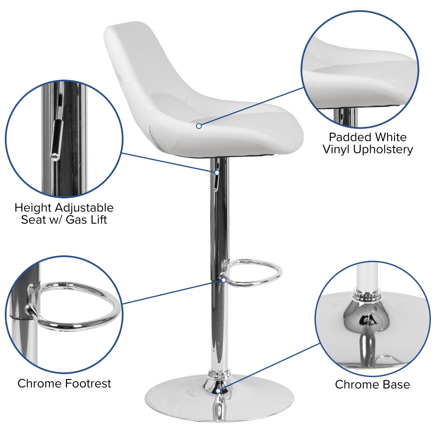 White Vinyl Swivel Bar Stool CH-182050X000-WH-V-GG