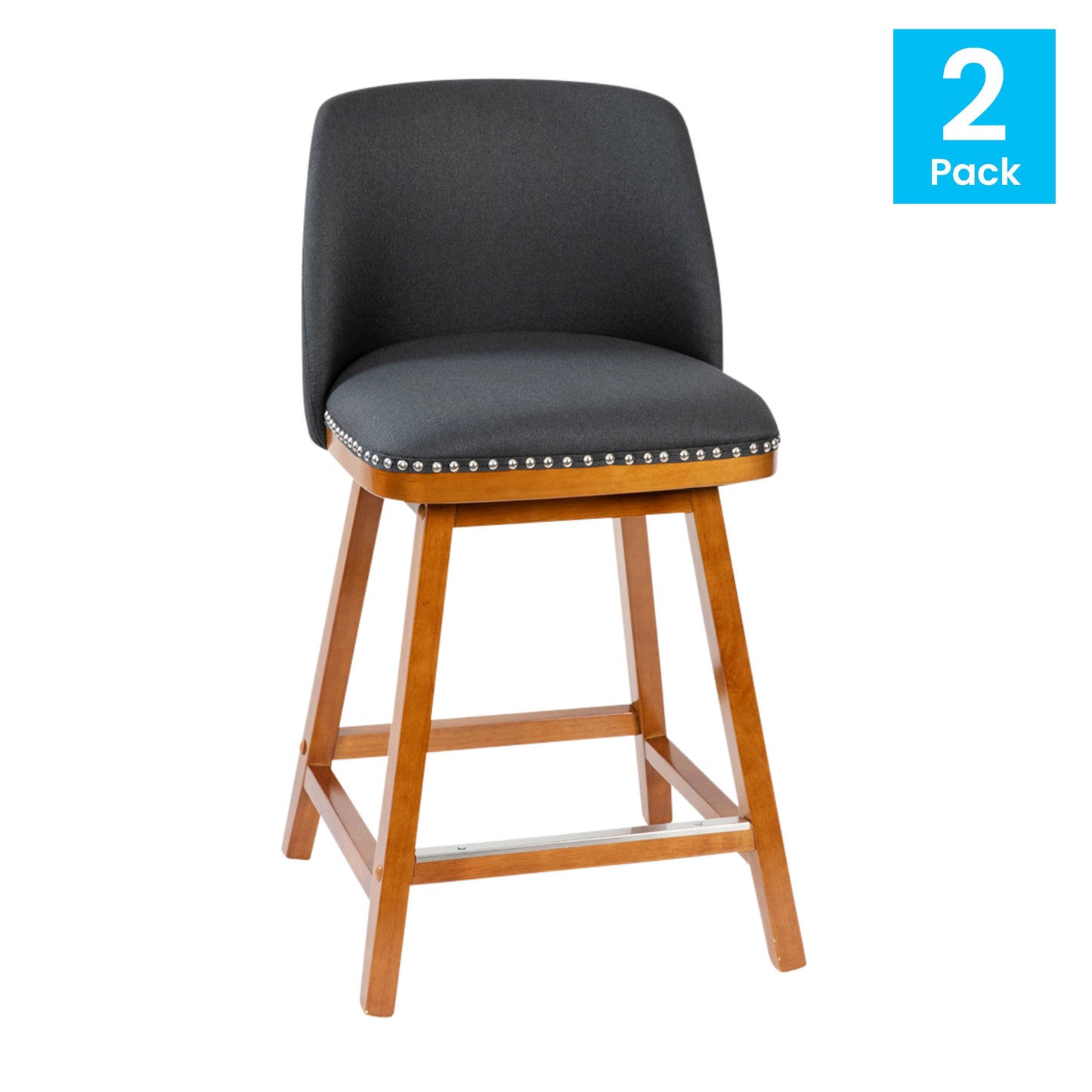 2PK 24" Charcoal Linen Stools CH-192162X000-24-CHAR-GG