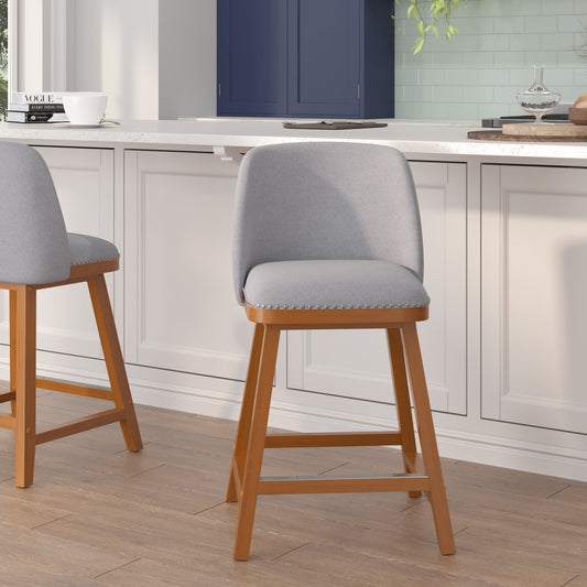 2PK 24" Gray Linen Stools CH-192162X000-24-GY-GG