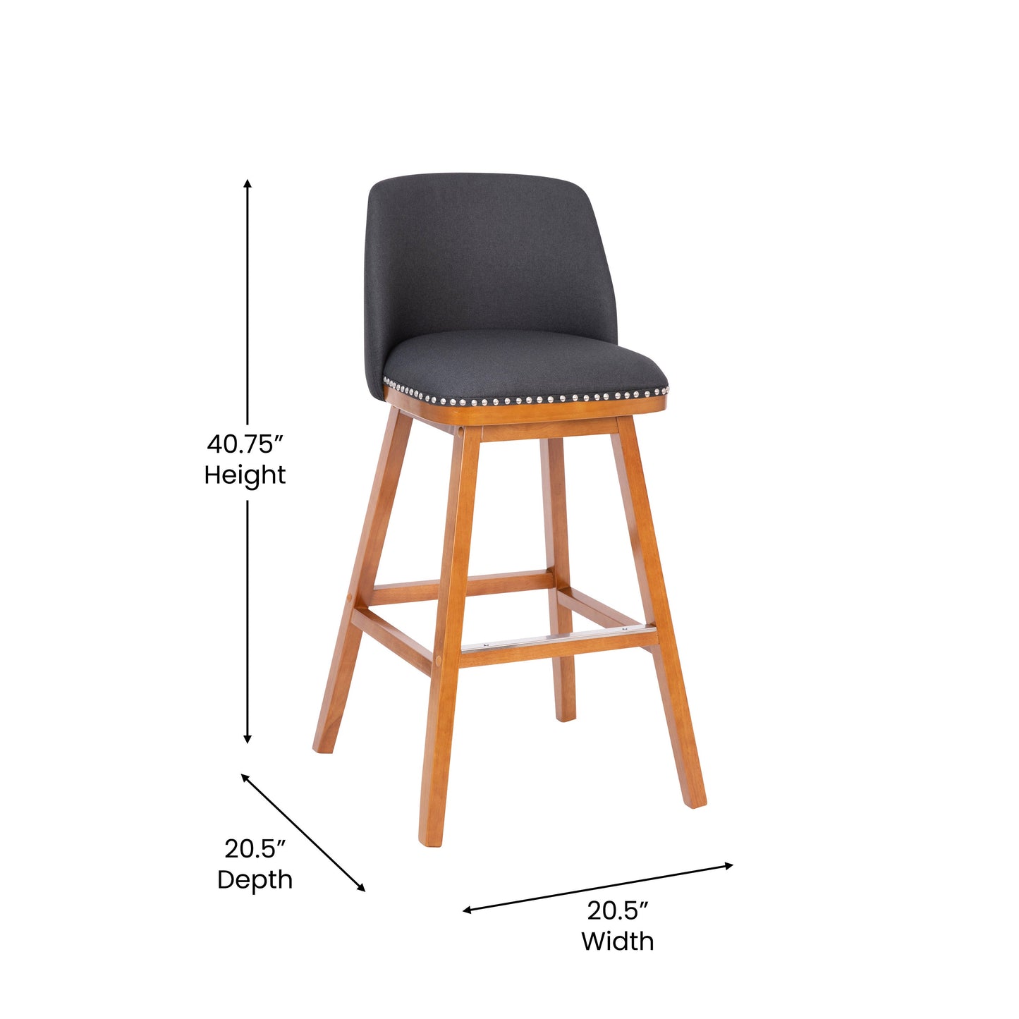 2PK 30" Charcoal Linen Stools CH-192162X000-30-CHAR-GG