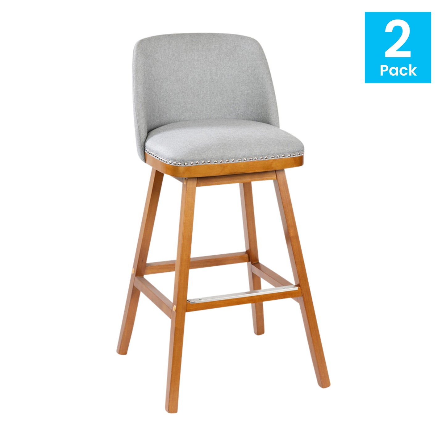 2PK 30" Gray Linen Stools CH-192162X000-30-GY-GG