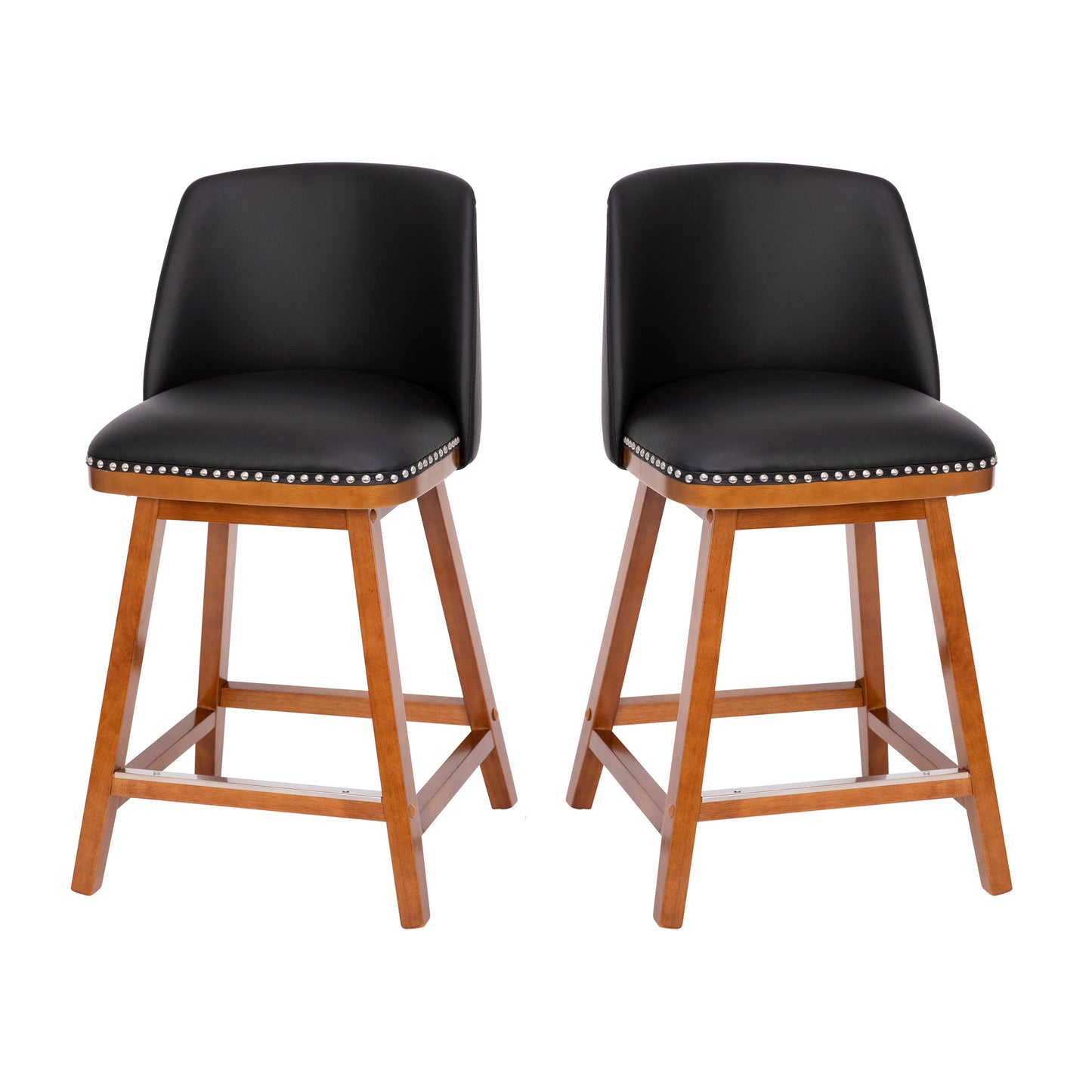 2PK 24" Black Leather Stools CH-192162X000PU-24-BK-GG