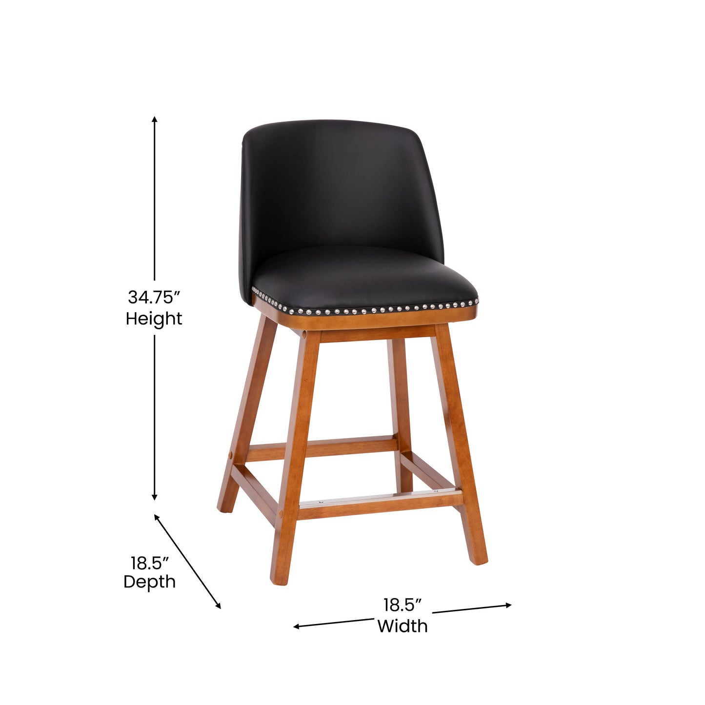 2PK 24" Black Leather Stools CH-192162X000PU-24-BK-GG