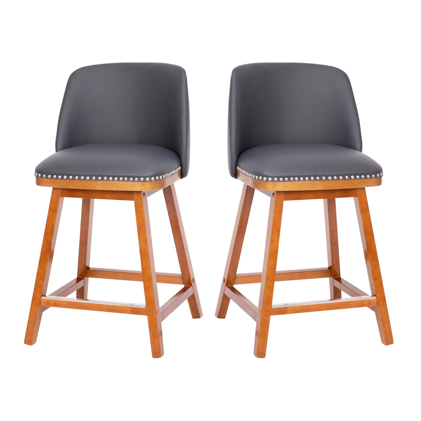 2PK 24" Gray Leather Stools CH-192162X000PU-24-GY-GG