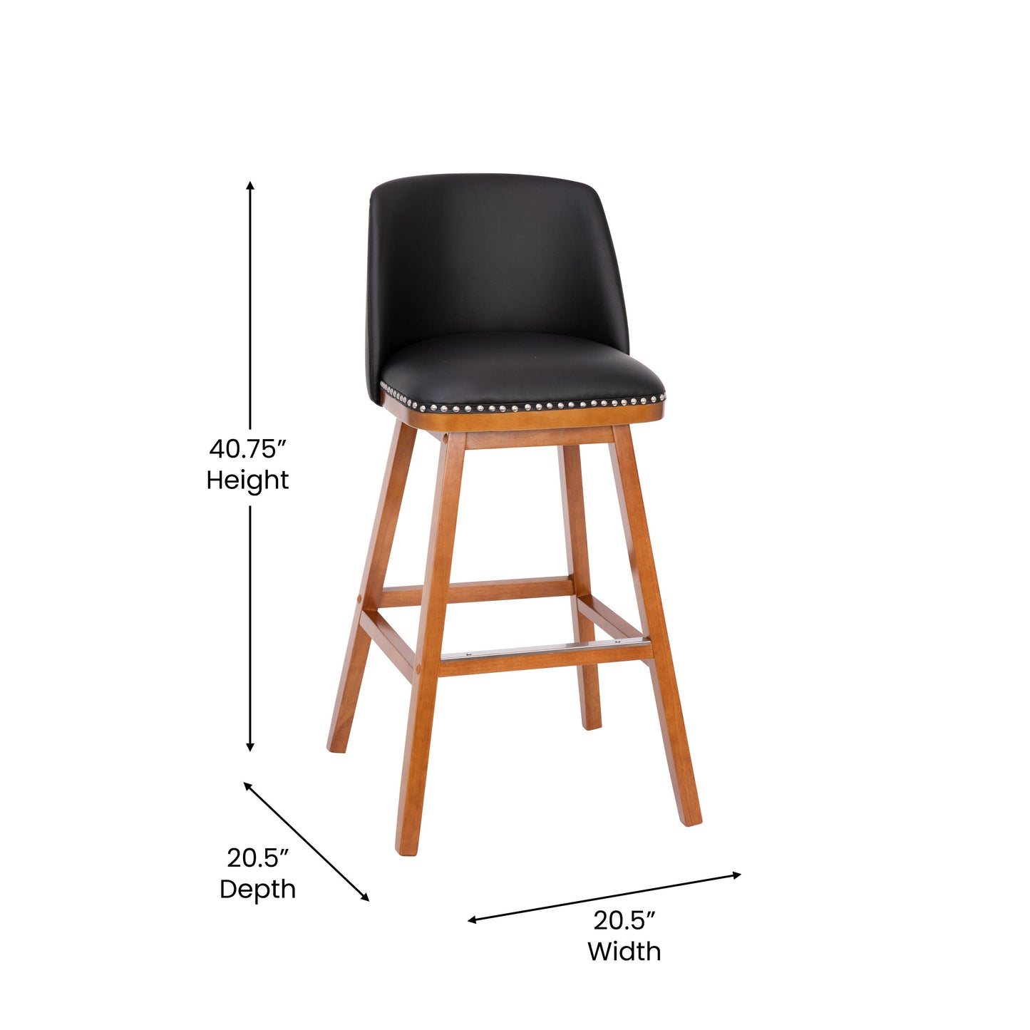 2PK 30" Black Leather Stools CH-192162X000PU-30-BK-GG