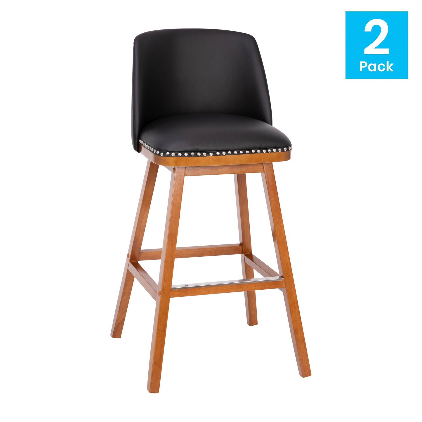 2PK 30" Black Leather Stools CH-192162X000PU-30-BK-GG