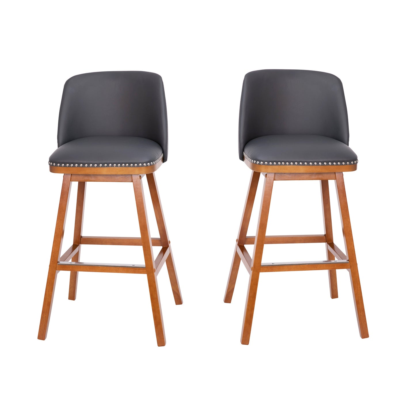 2PK 30" Gray Leather Stools CH-192162X000PU-30-GY-GG