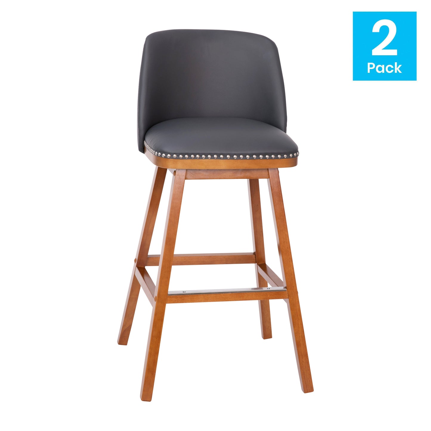 2PK 30" Gray Leather Stools CH-192162X000PU-30-GY-GG