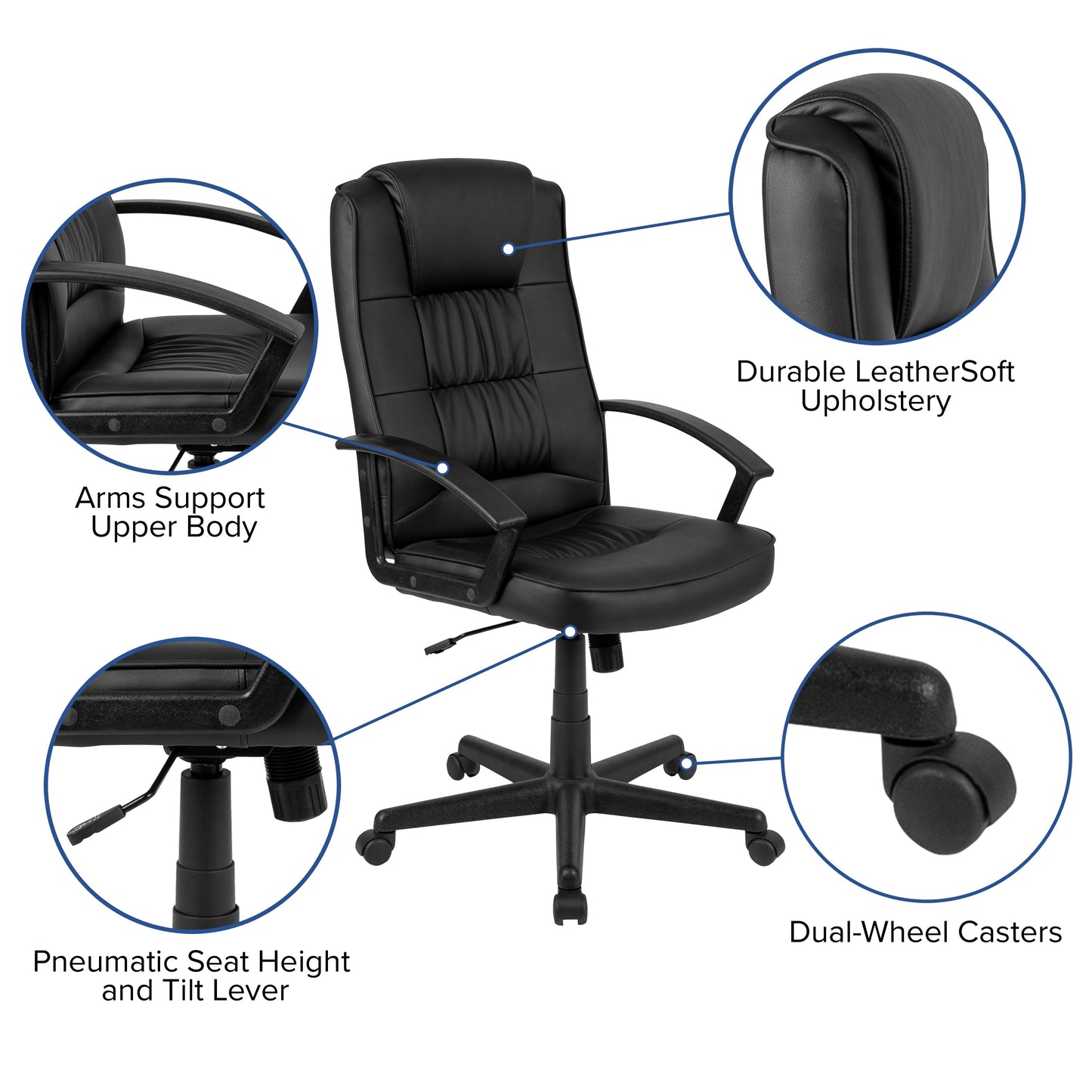 Black LeatherSoft Task Chair CH-197051X000-BK-GG