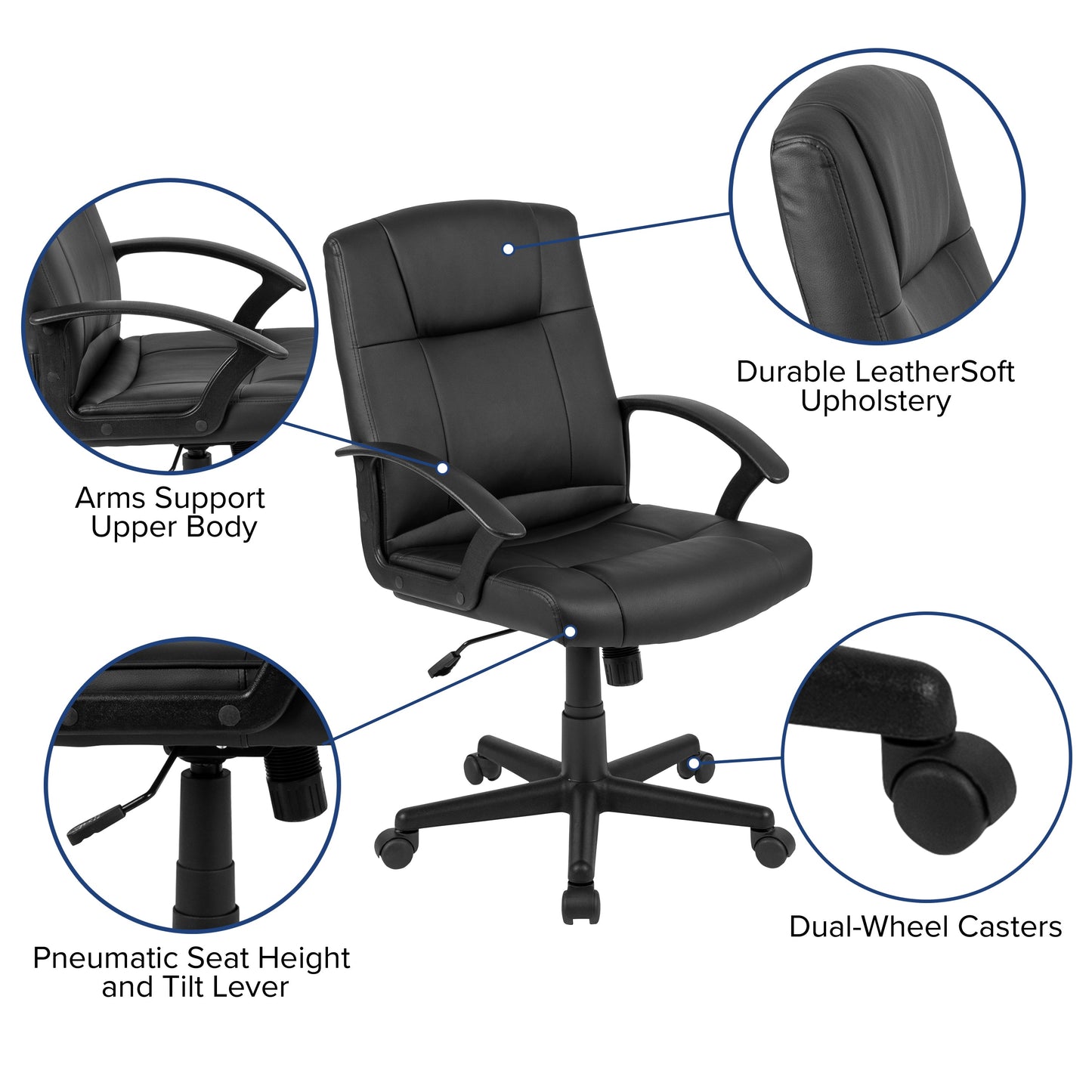 Black LeatherSoft Task Chair CH-197220X000-BK-GG