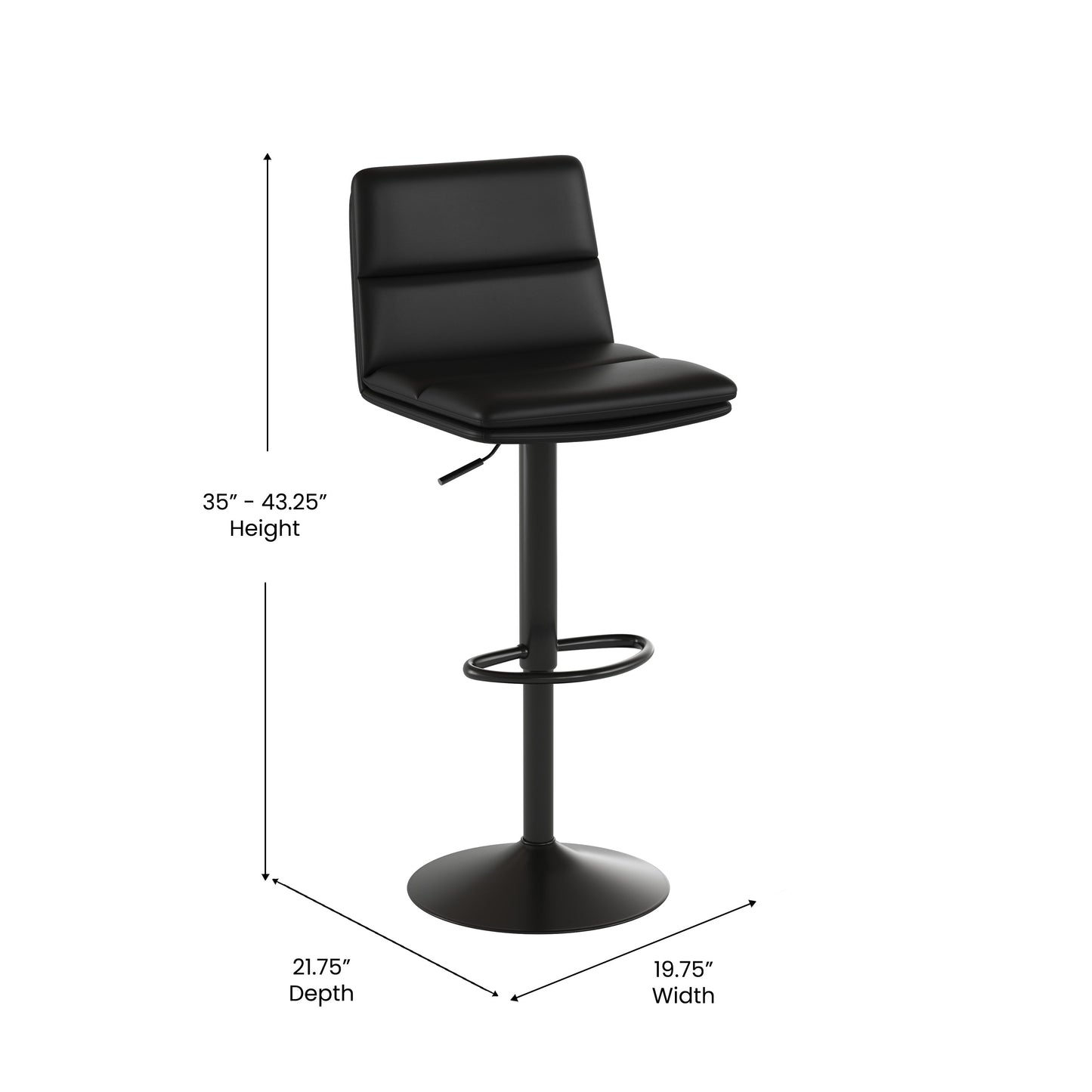 2PK Black Adjustable Stools CH-202071-BK-GG