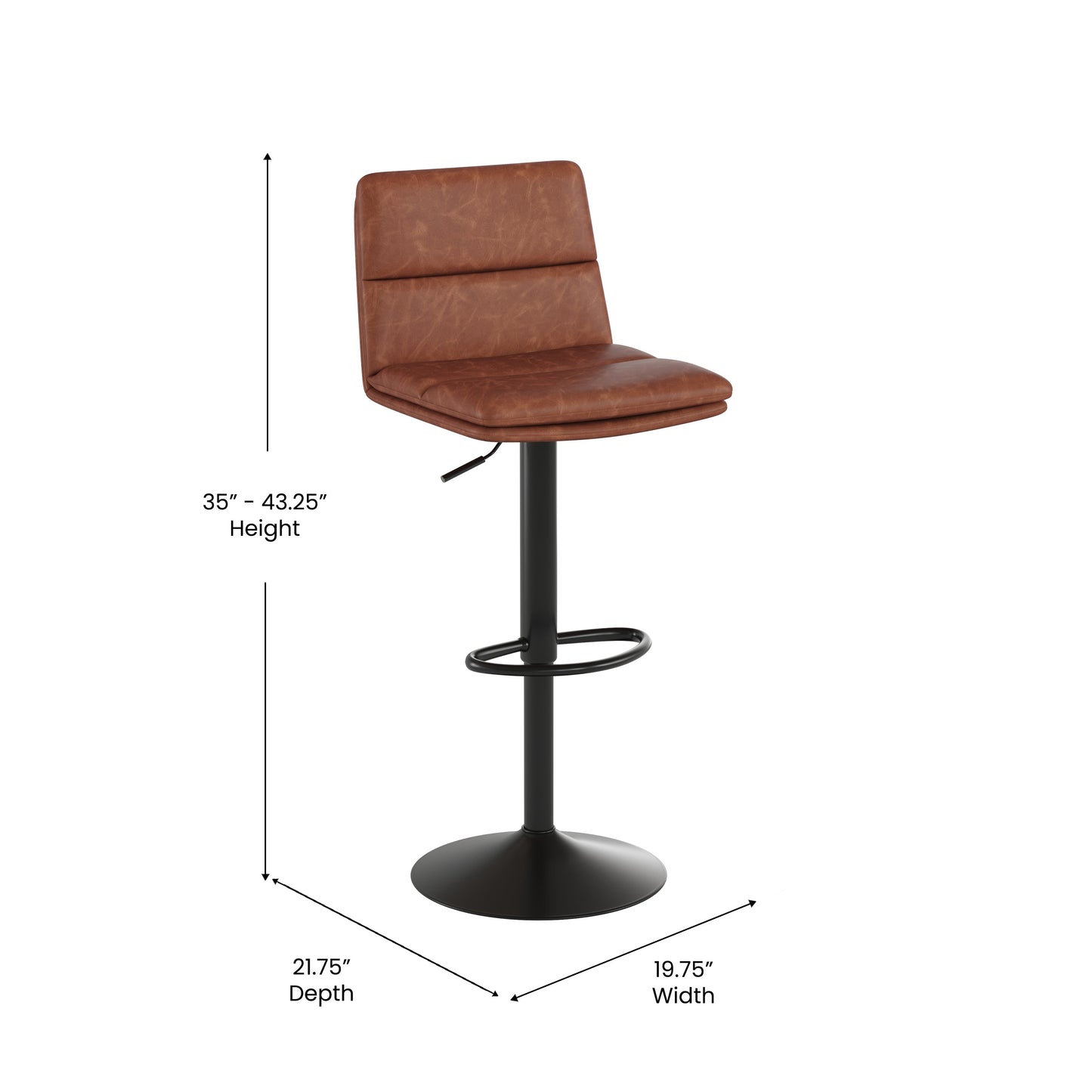 2PK Cognac Adjustable Stools CH-202071-BR-GG