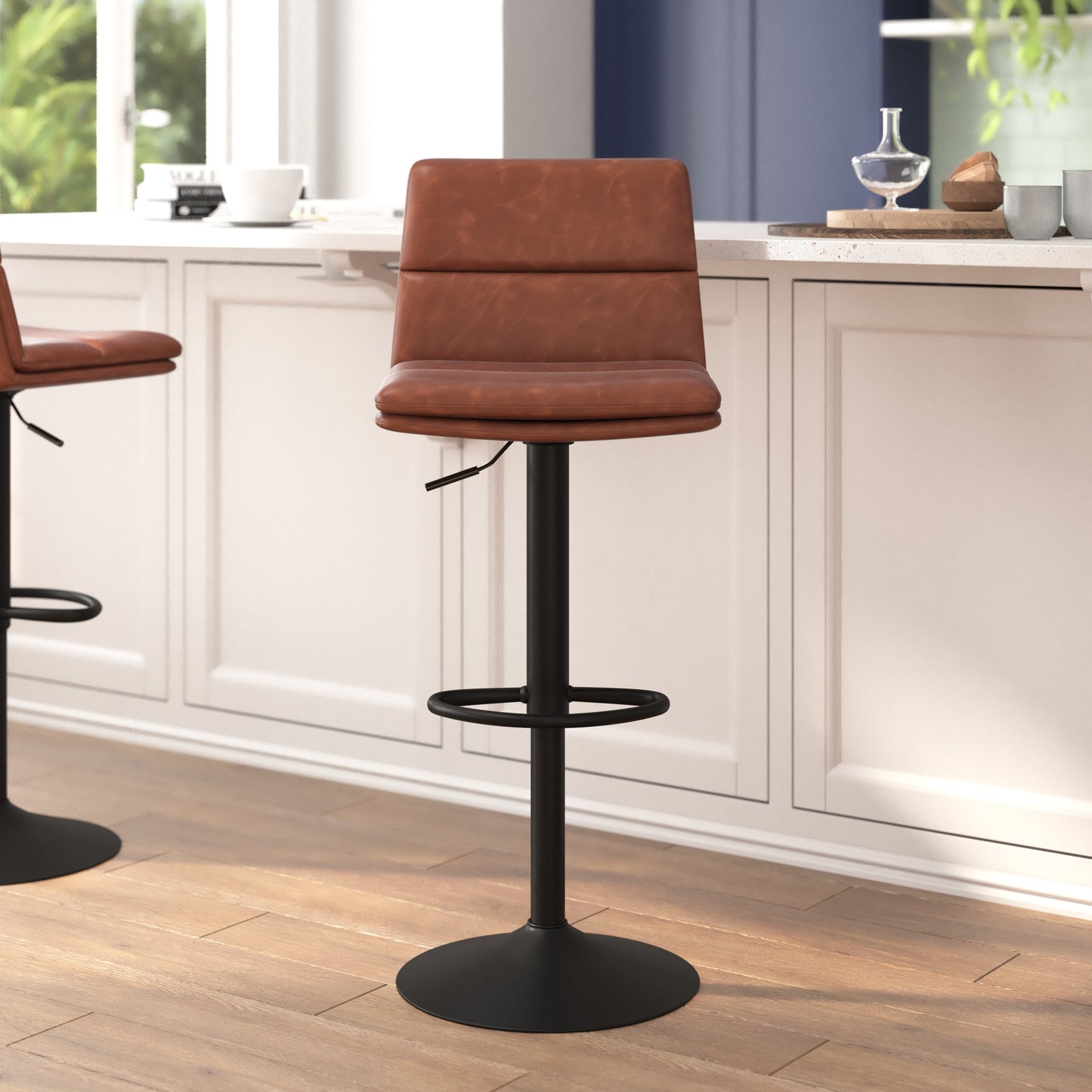 2PK Cognac Adjustable Stools CH-202071-BR-GG