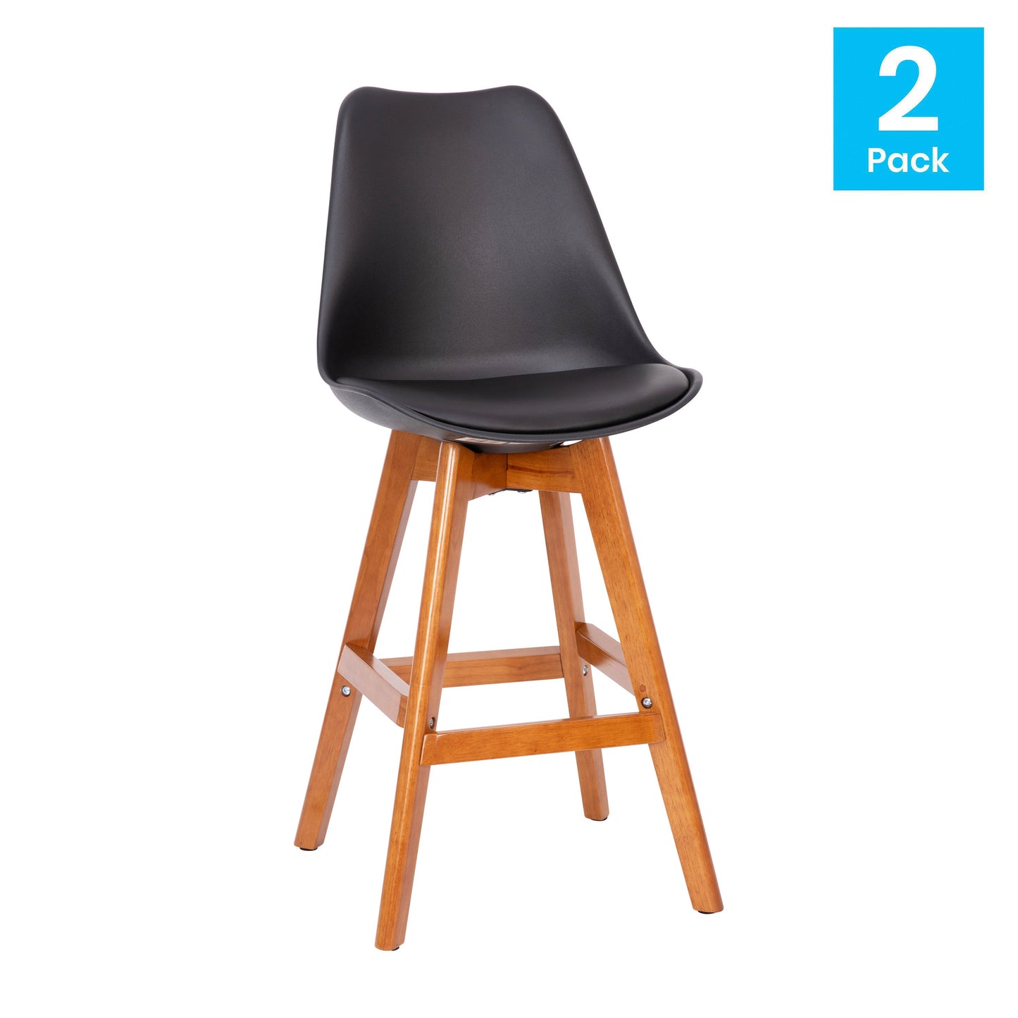 2PK 27" White Leather Stools CH-210925-7-BK-GG