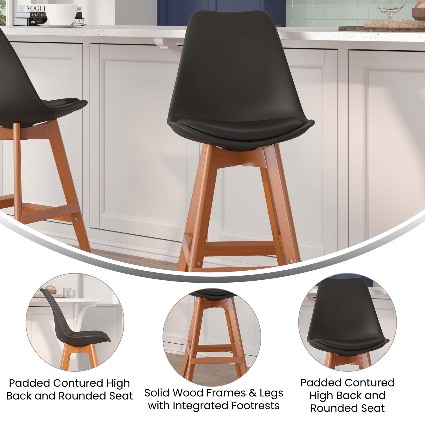 2PK 27" White Leather Stools CH-210925-7-BK-GG