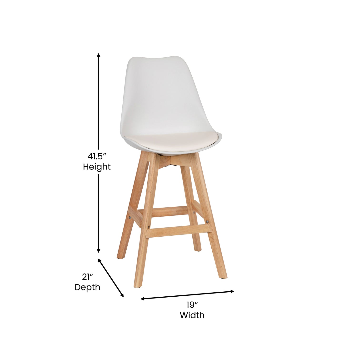 2PK 27" White Leather Stools CH-210925-7-WH-GG