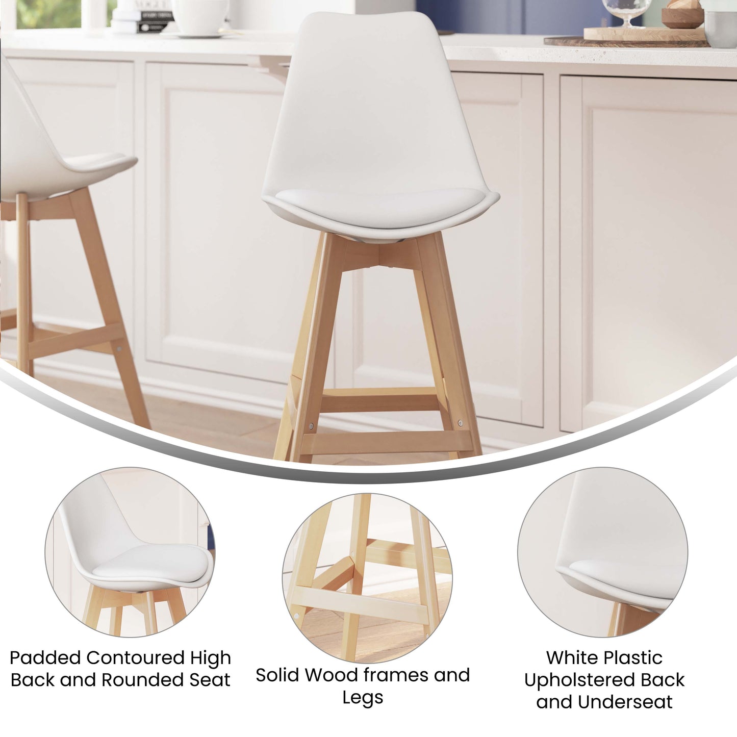 2PK 27" White Leather Stools CH-210925-7-WH-GG