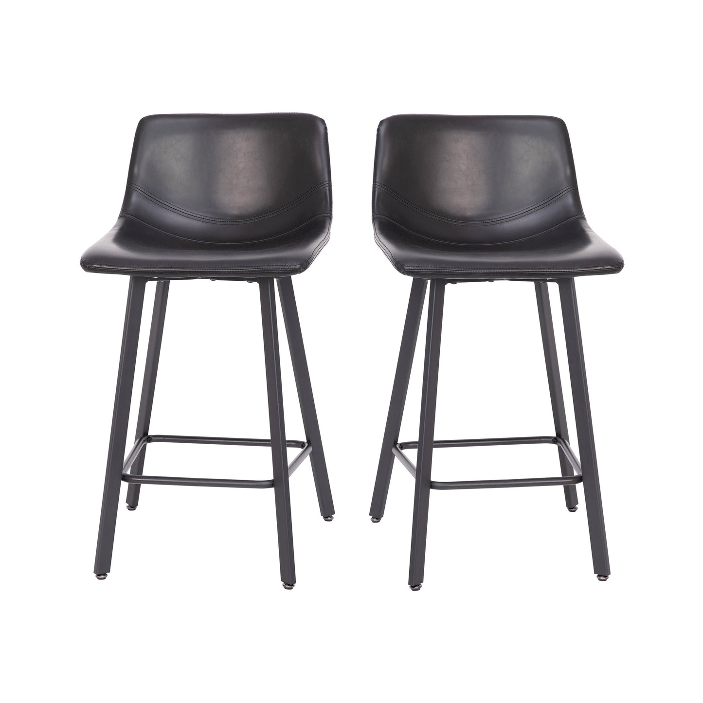 2PK 24" Black Leather Stools CH-212069-24-BK-GG