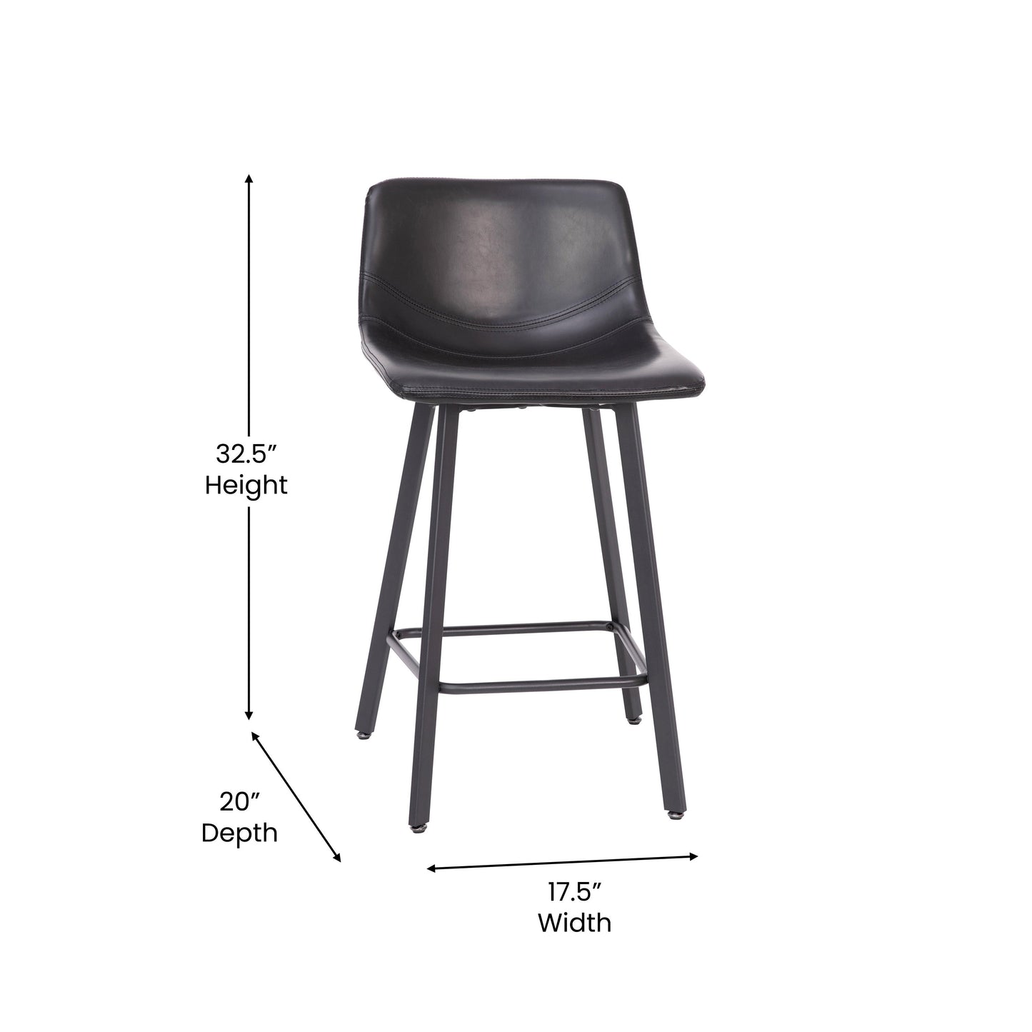 2PK 24" Black Leather Stools CH-212069-24-BK-GG