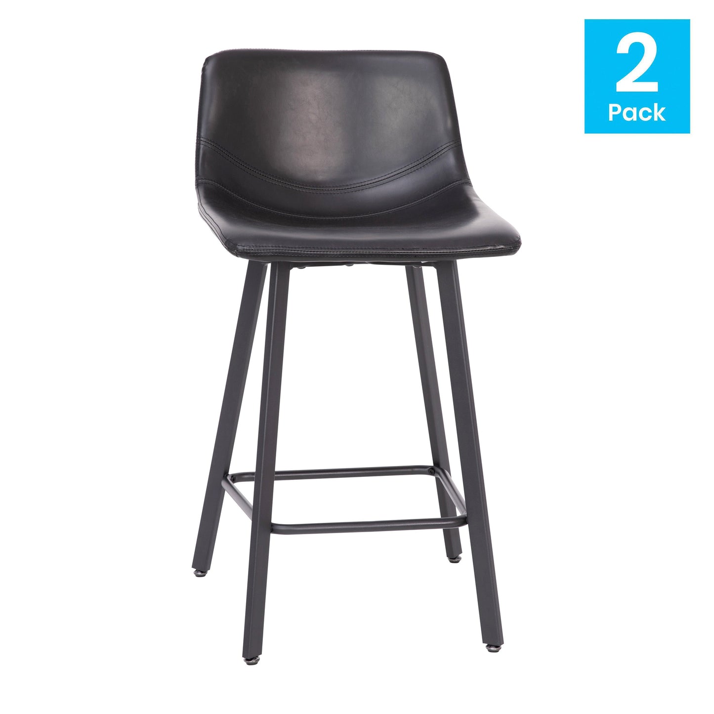 2PK 24" Black Leather Stools CH-212069-24-BK-GG