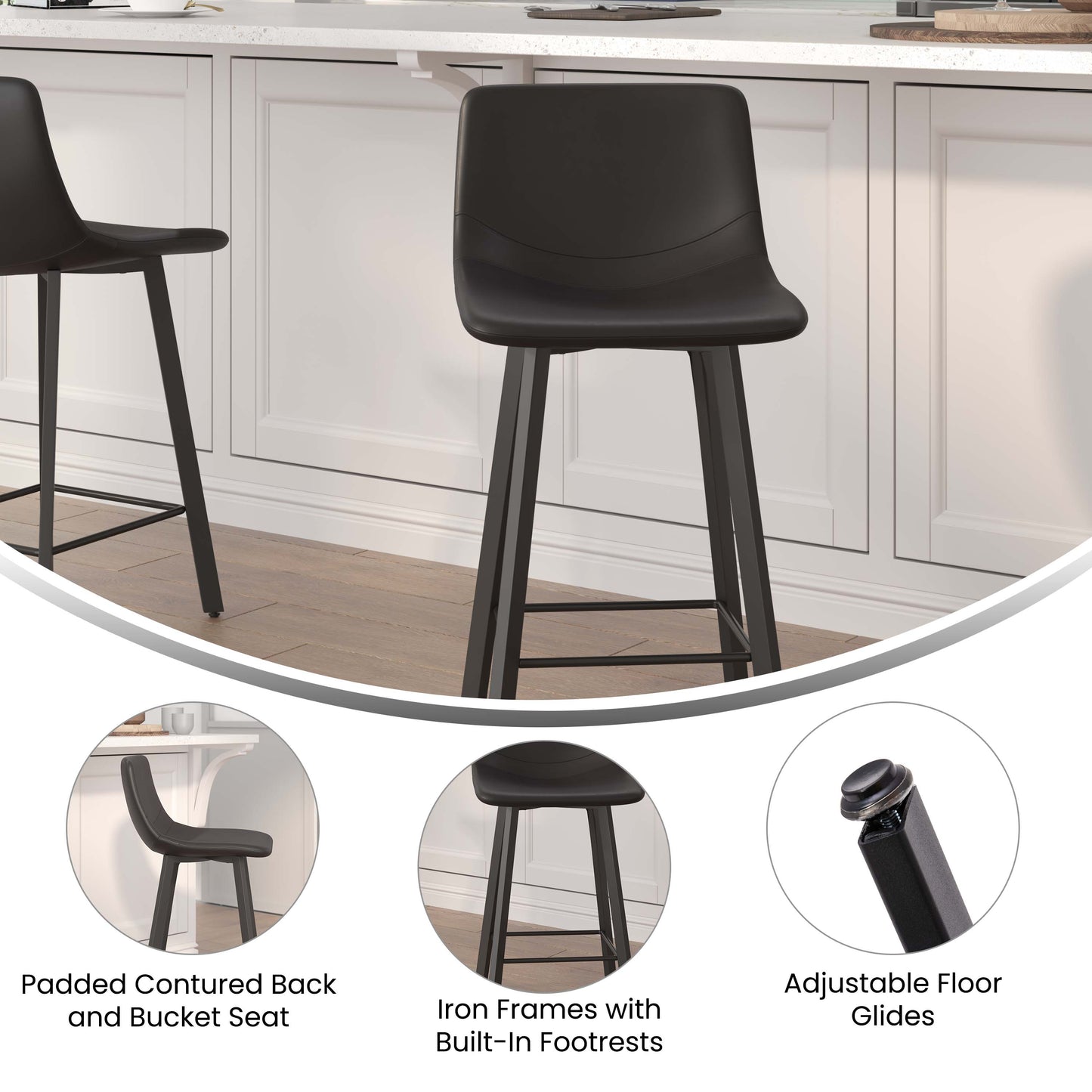 2PK 24" Black Leather Stools CH-212069-24-BK-GG