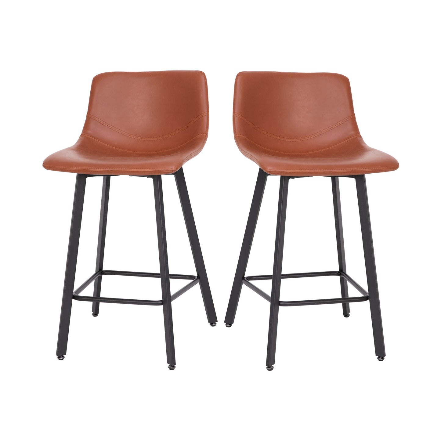 2PK 24" Cognac Leather Stools CH-212069-24-BR-GG