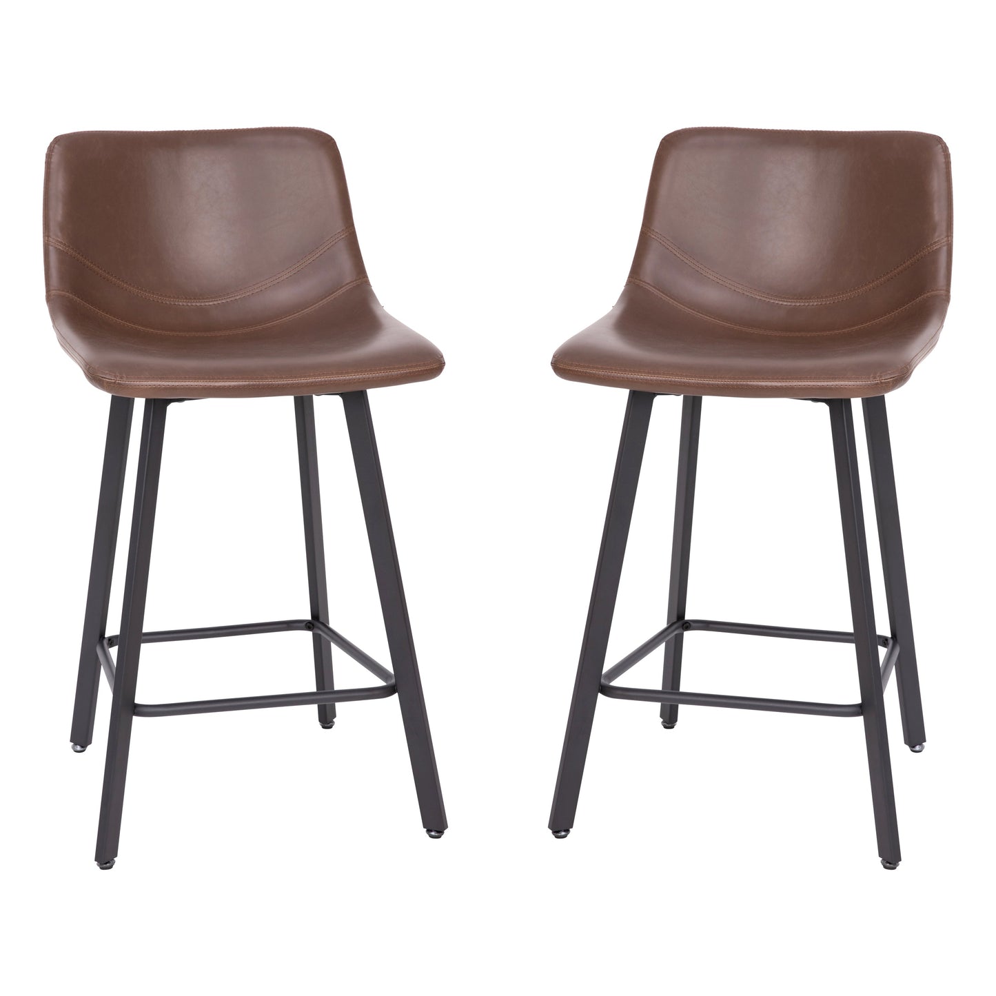 2PK 24" Brown Leather Stools CH-212069-24-DKBR-GG