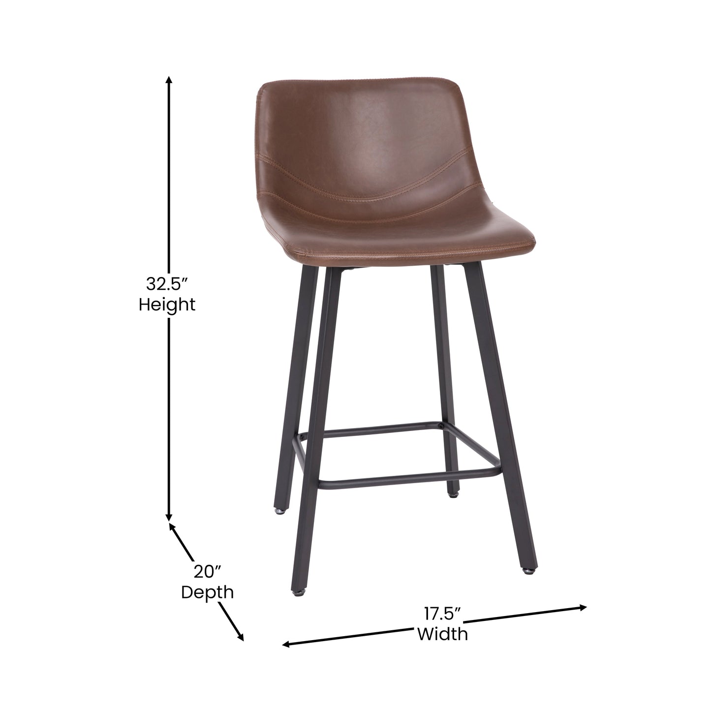 2PK 24" Brown Leather Stools CH-212069-24-DKBR-GG