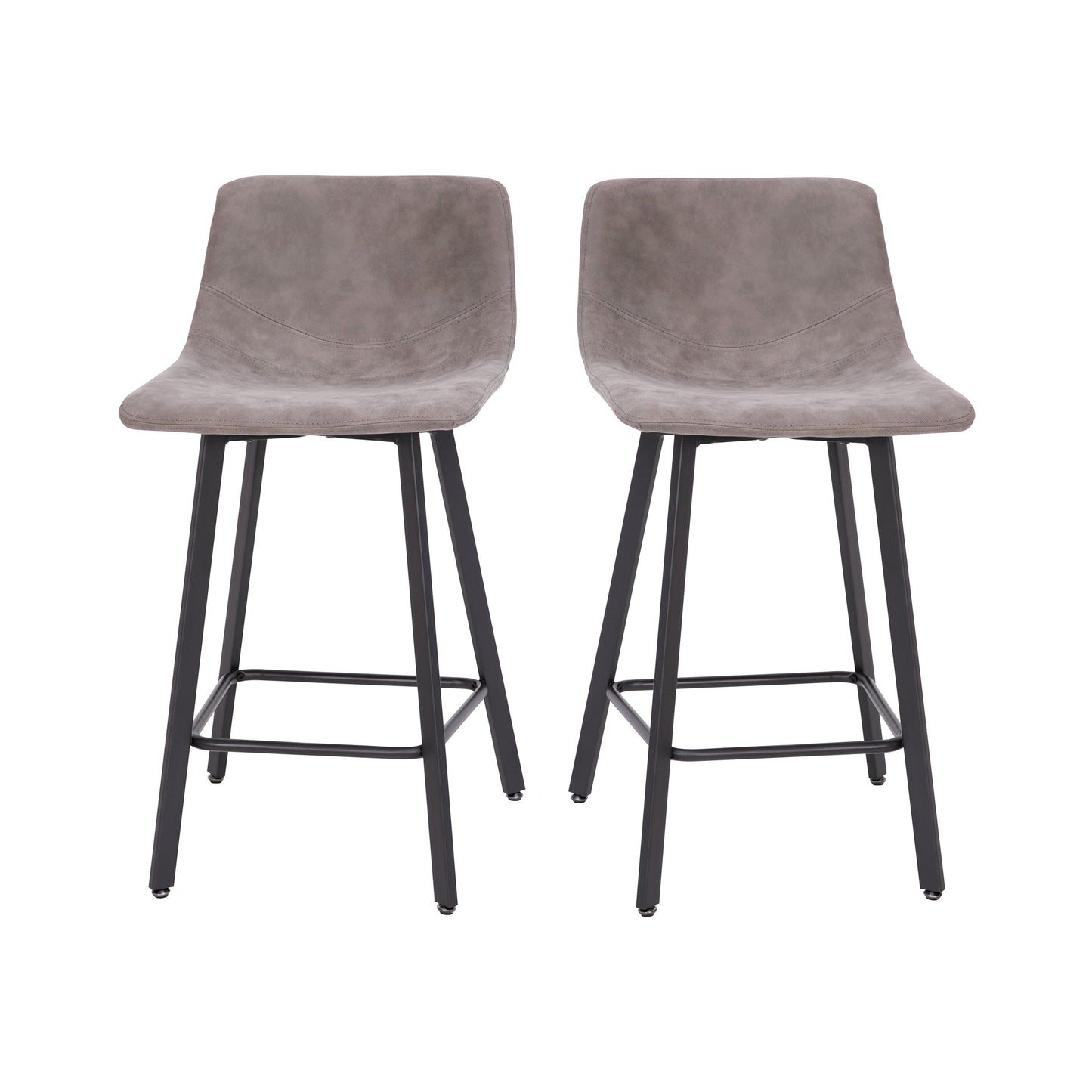 2PK 24" Gray Leather Stools CH-212069-24-GY-GG