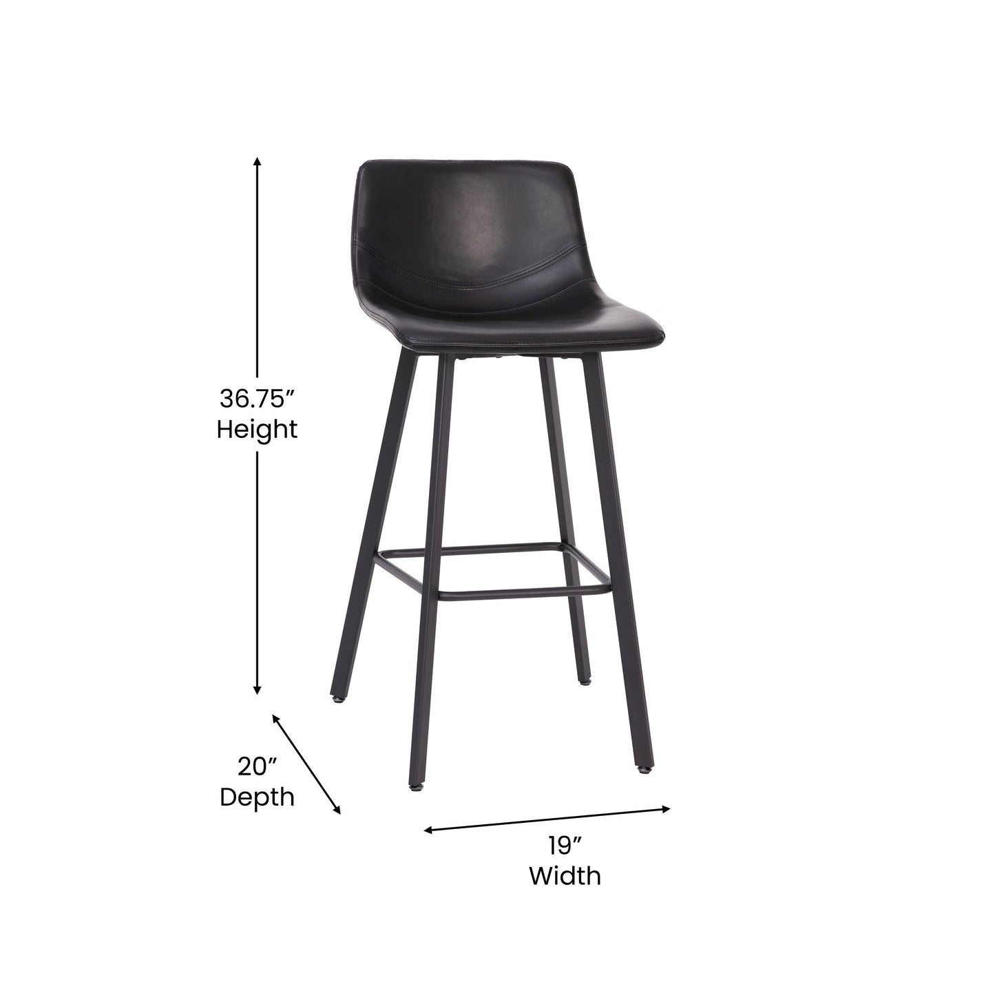 2PK 30" Black Leather Stools CH-212069-30-BK-GG