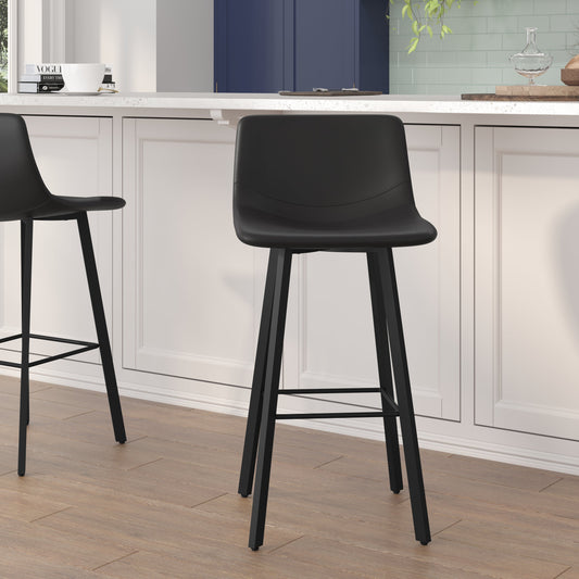 2PK 30" Black Leather Stools CH-212069-30-BK-GG