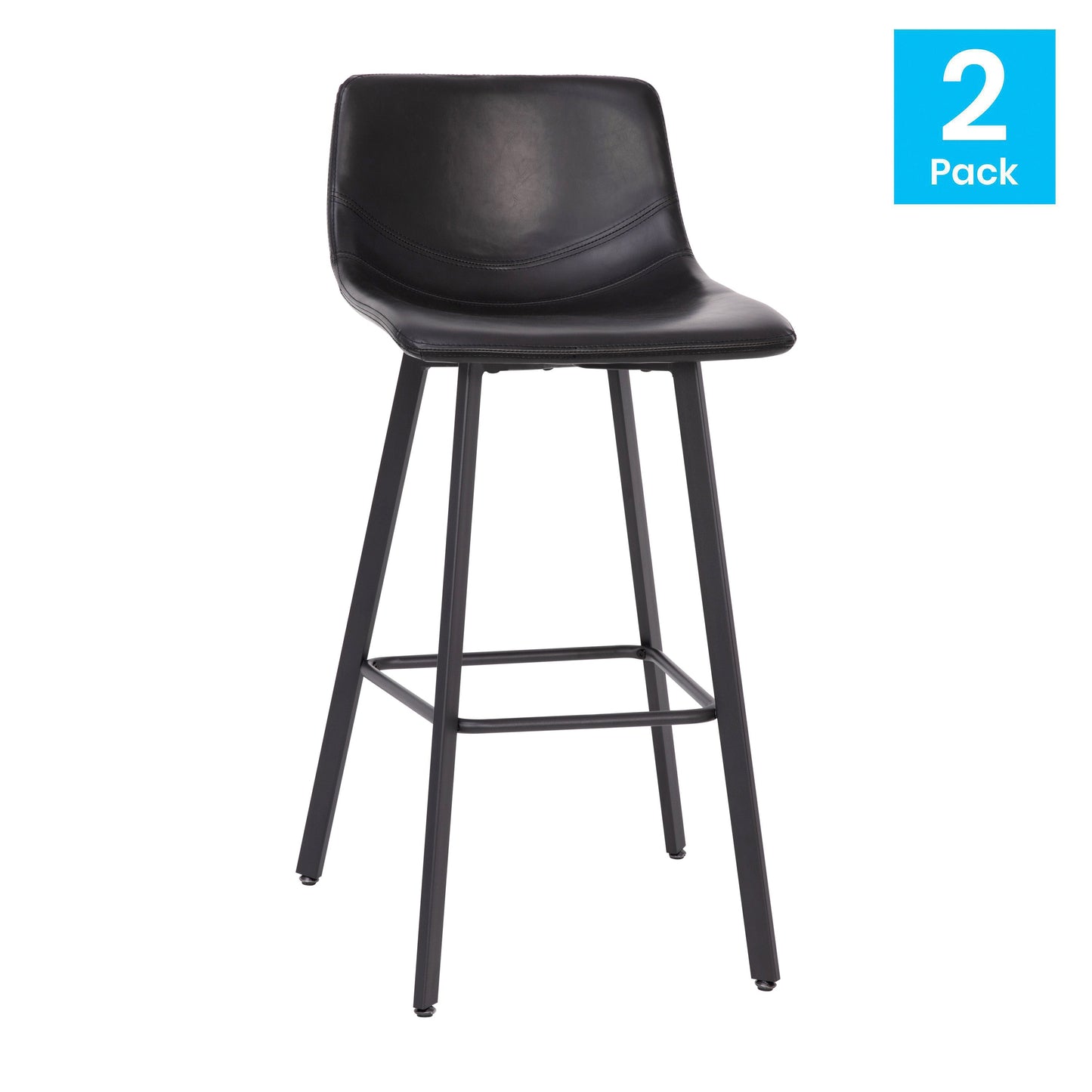 2PK 30" Black Leather Stools CH-212069-30-BK-GG