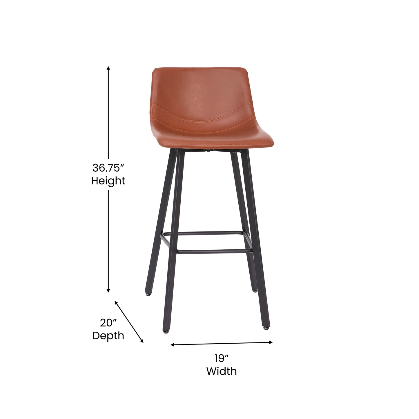 2PK 30" Cognac Leather Stools CH-212069-30-BR-GG