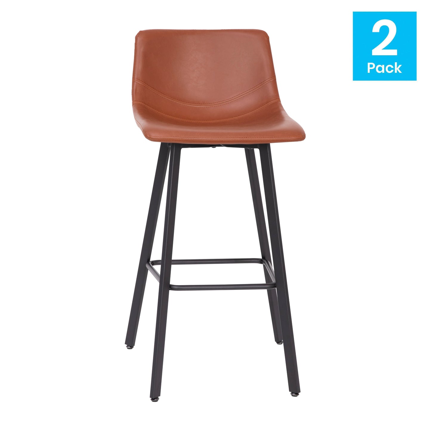 2PK 30" Cognac Leather Stools CH-212069-30-BR-GG