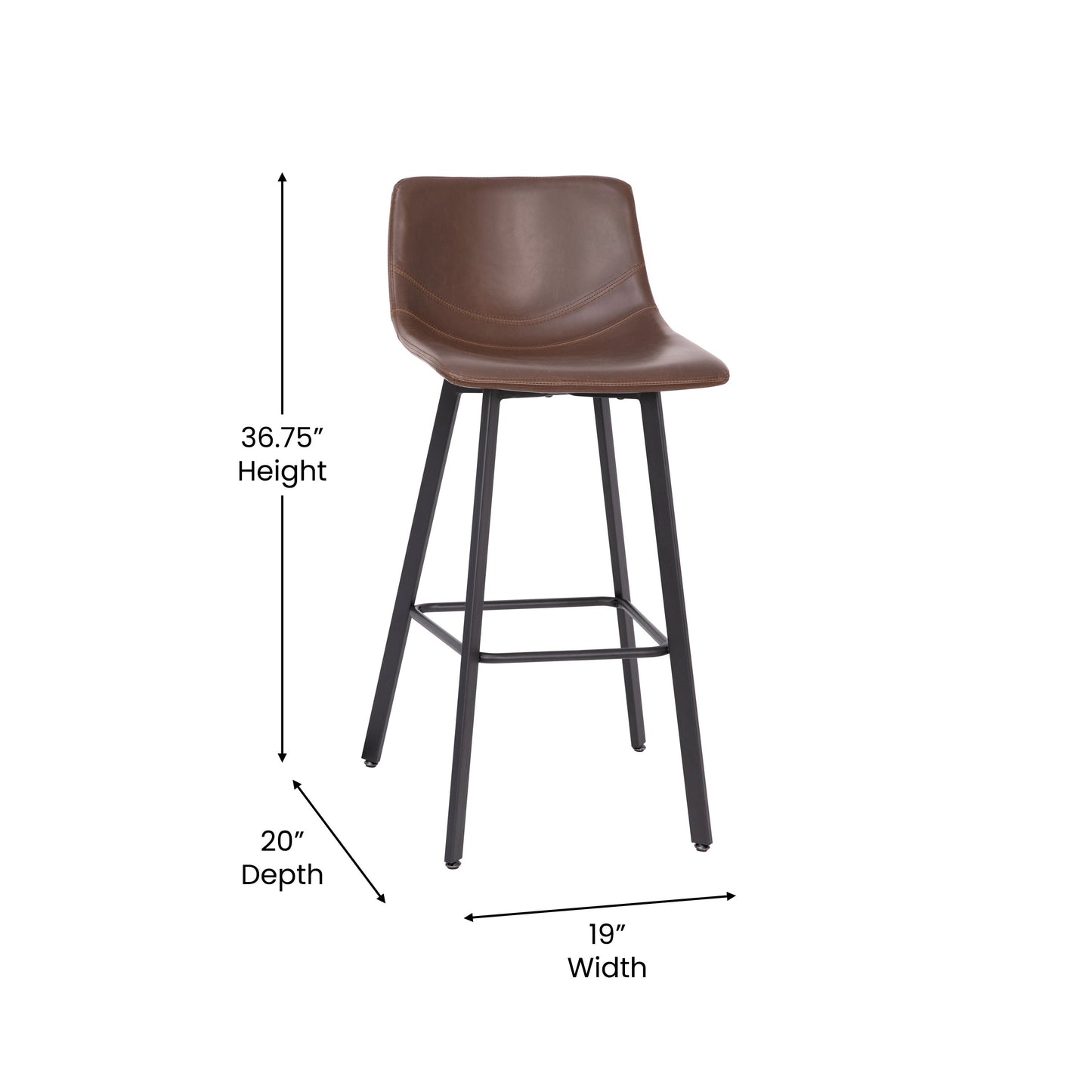 2PK 30" Brown Leather Stools CH-212069-30-DKBR-GG