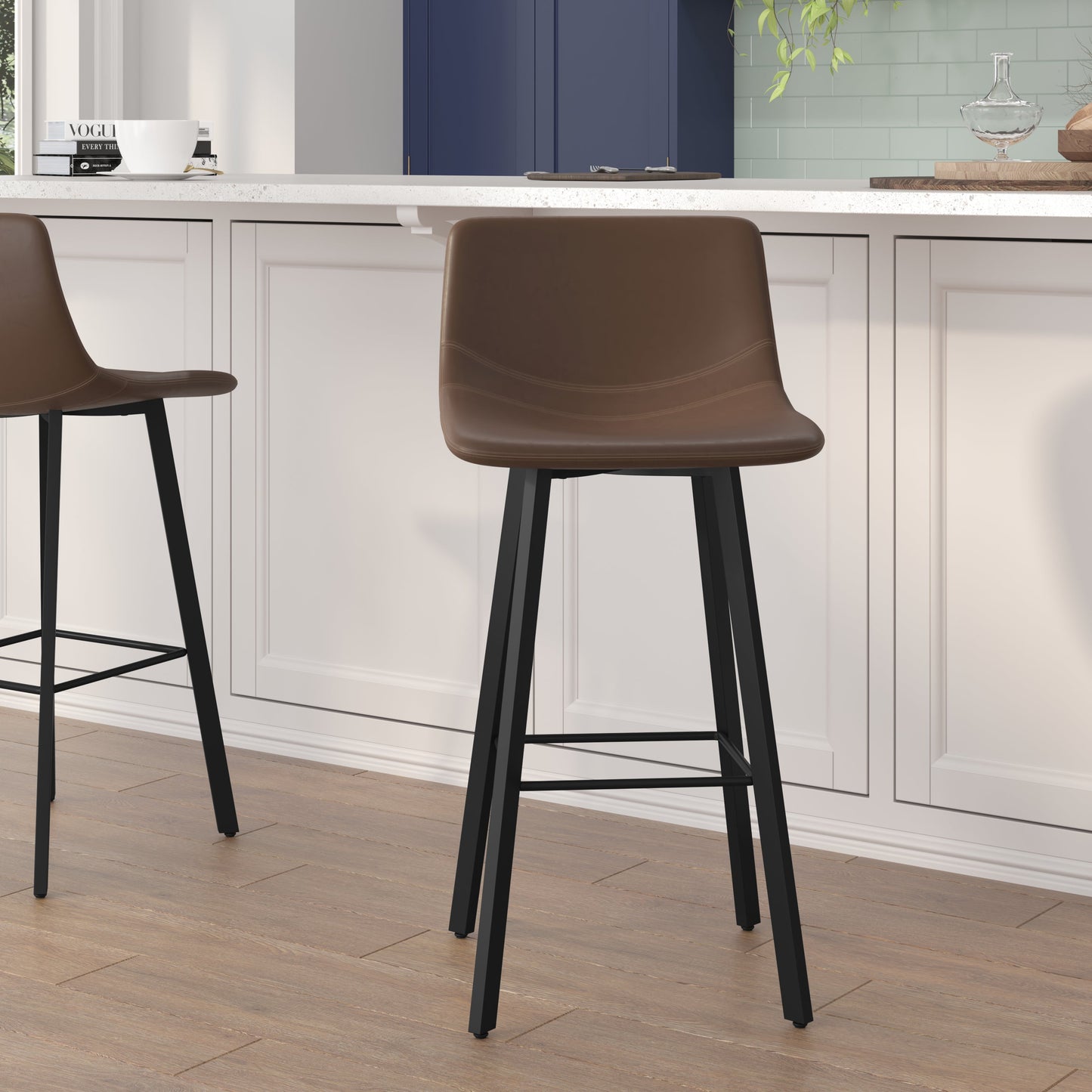 2PK 30" Brown Leather Stools CH-212069-30-DKBR-GG