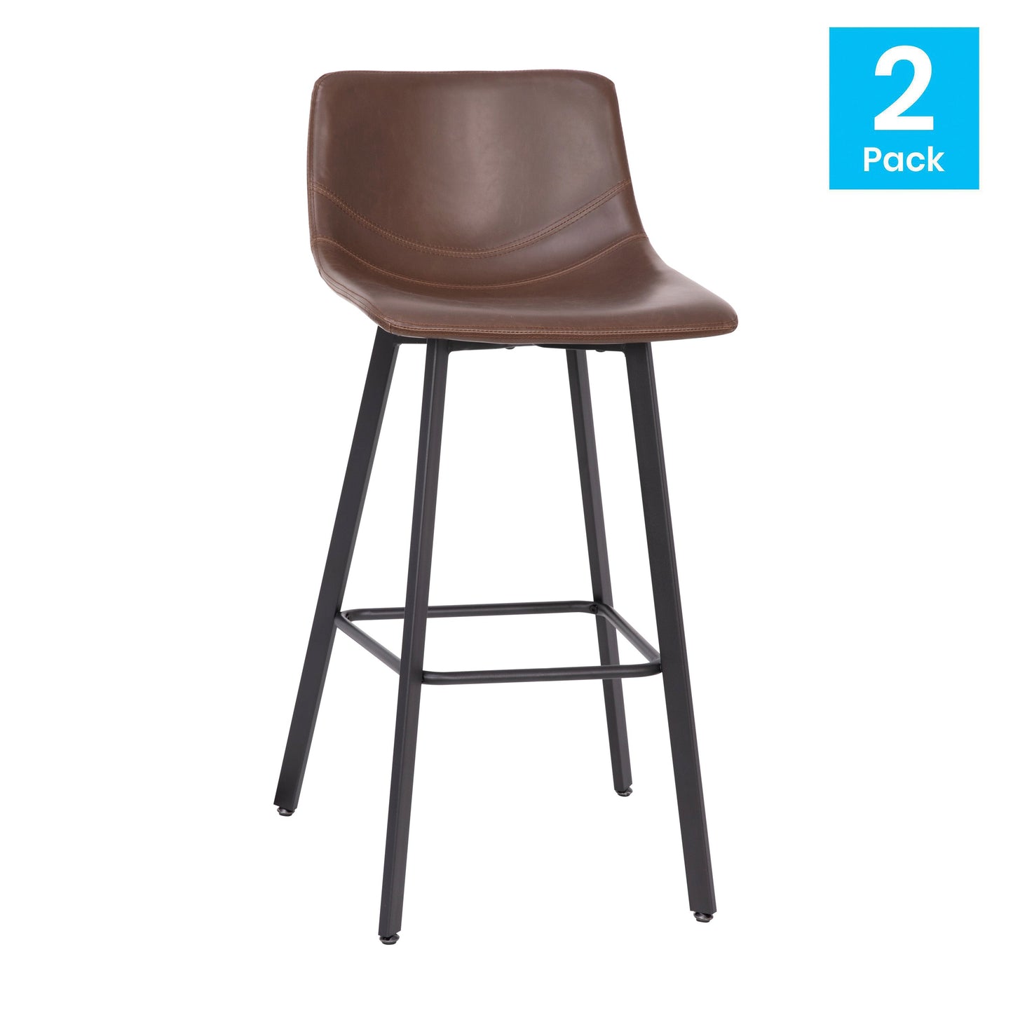 2PK 30" Brown Leather Stools CH-212069-30-DKBR-GG