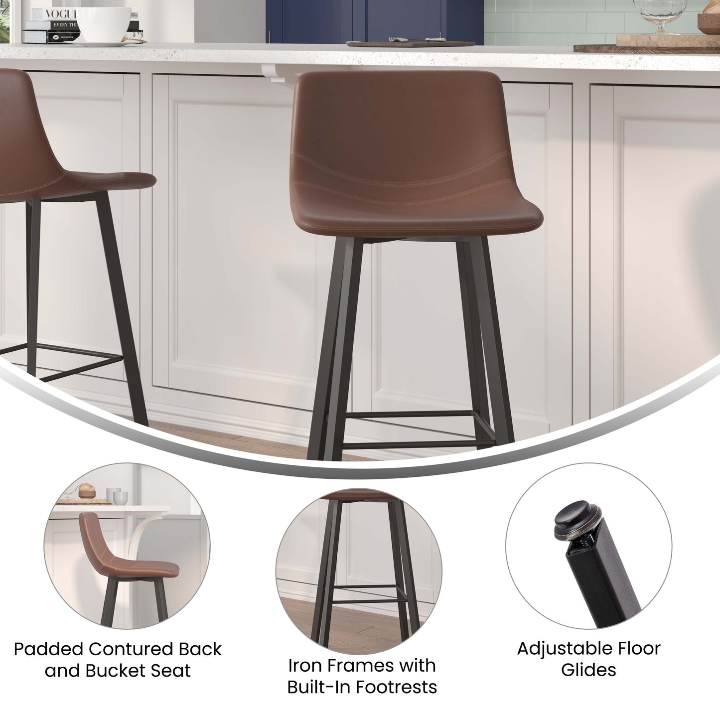 2PK 30" Brown Leather Stools CH-212069-30-DKBR-GG