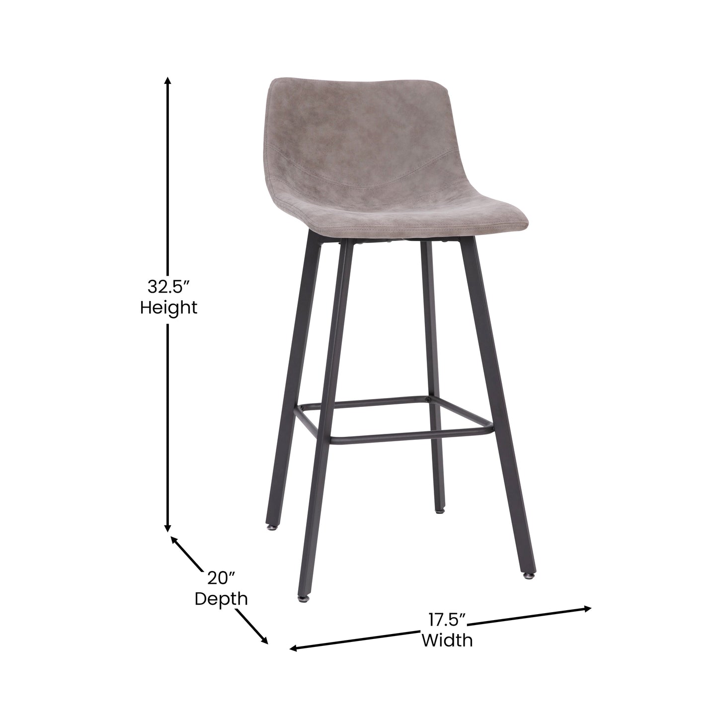 2PK 30" Gray Leather Stools CH-212069-30-GY-GG