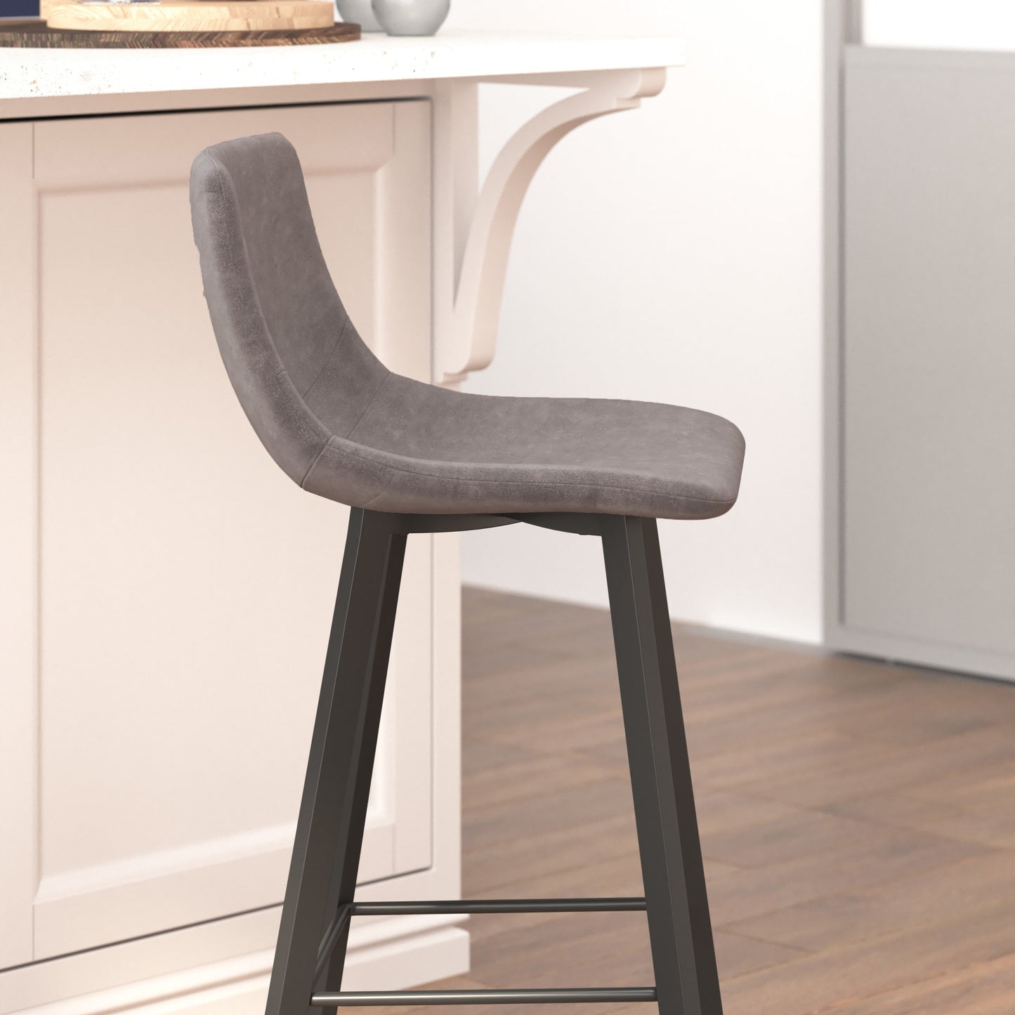 2PK 30" Gray Leather Stools CH-212069-30-GY-GG