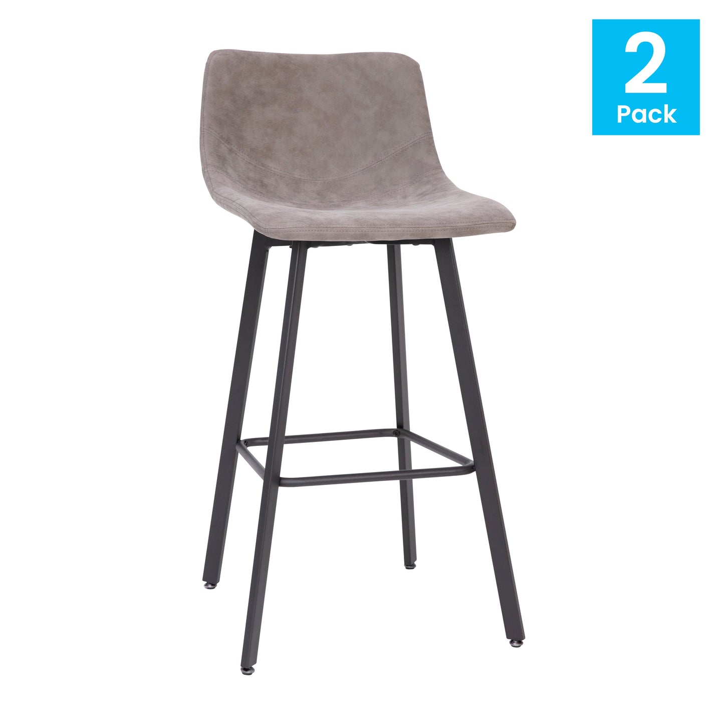 2PK 30" Gray Leather Stools CH-212069-30-GY-GG