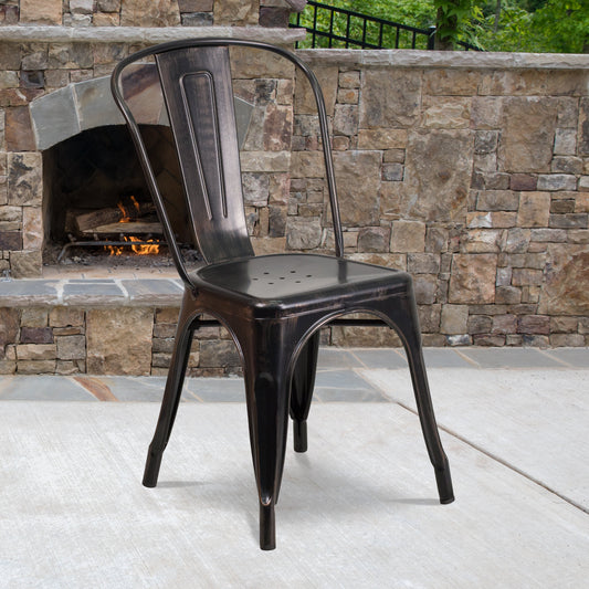 Aged Black Metal Outdoor Chair CH-31230-BQ-GG