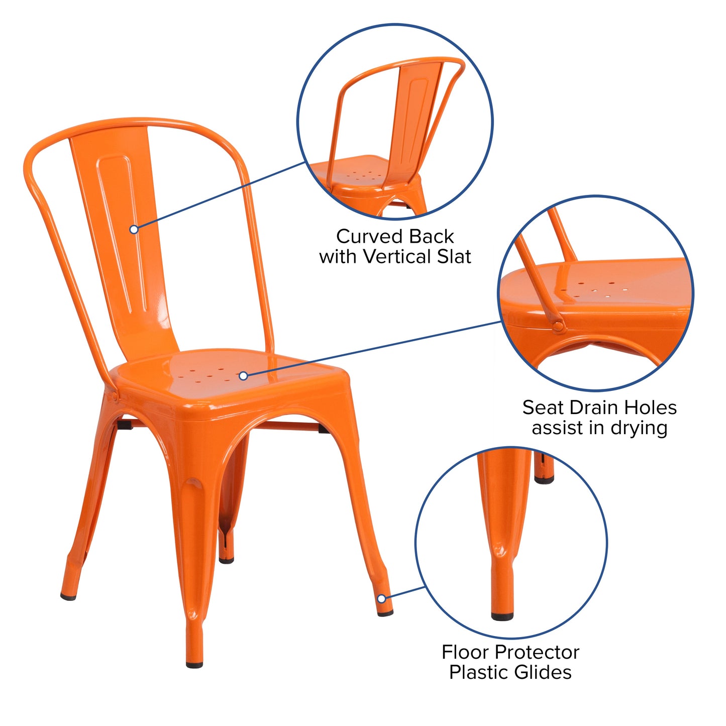 Stackable Metal Dining Chair for Indoor or Outdoor Use