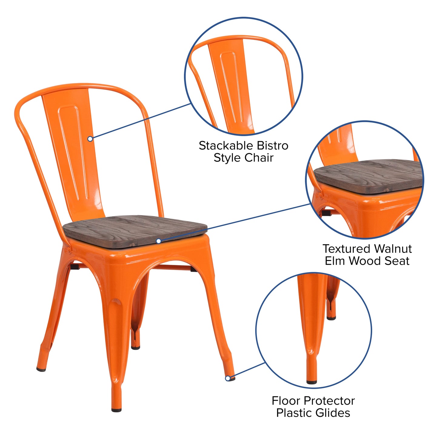 Stackable Metal Dining Chair for Indoor Spaces