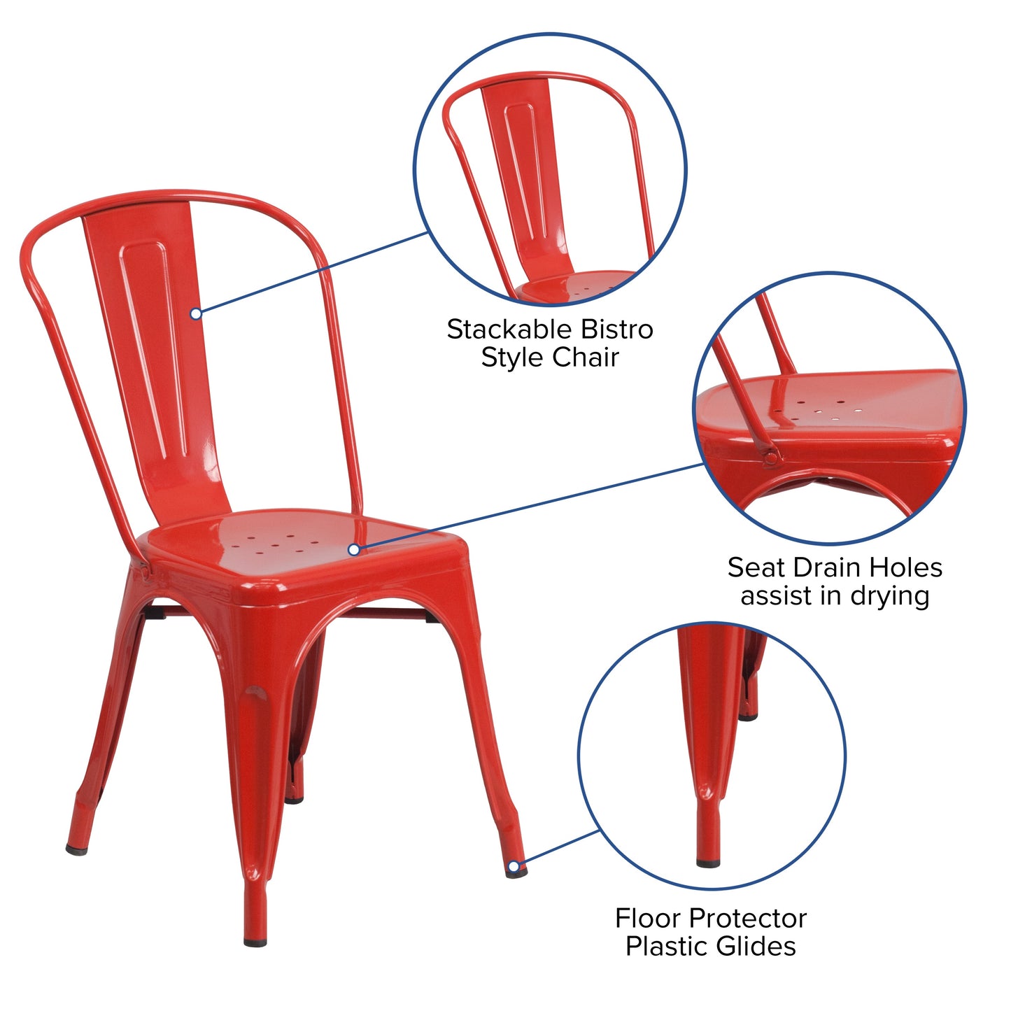 Stackable Metal Dining Chair for Indoor or Outdoor Use