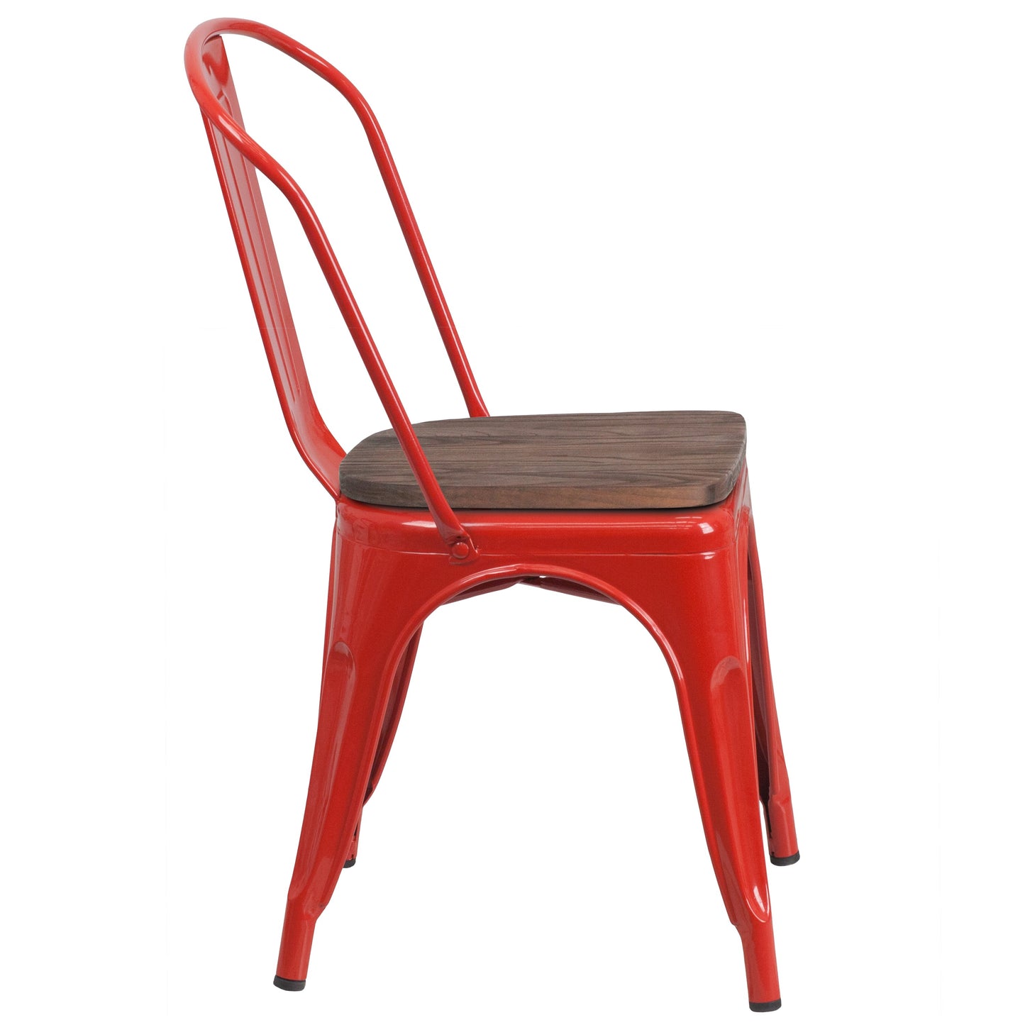 Red Metal Stack Chair CH-31230-RED-WD-GG