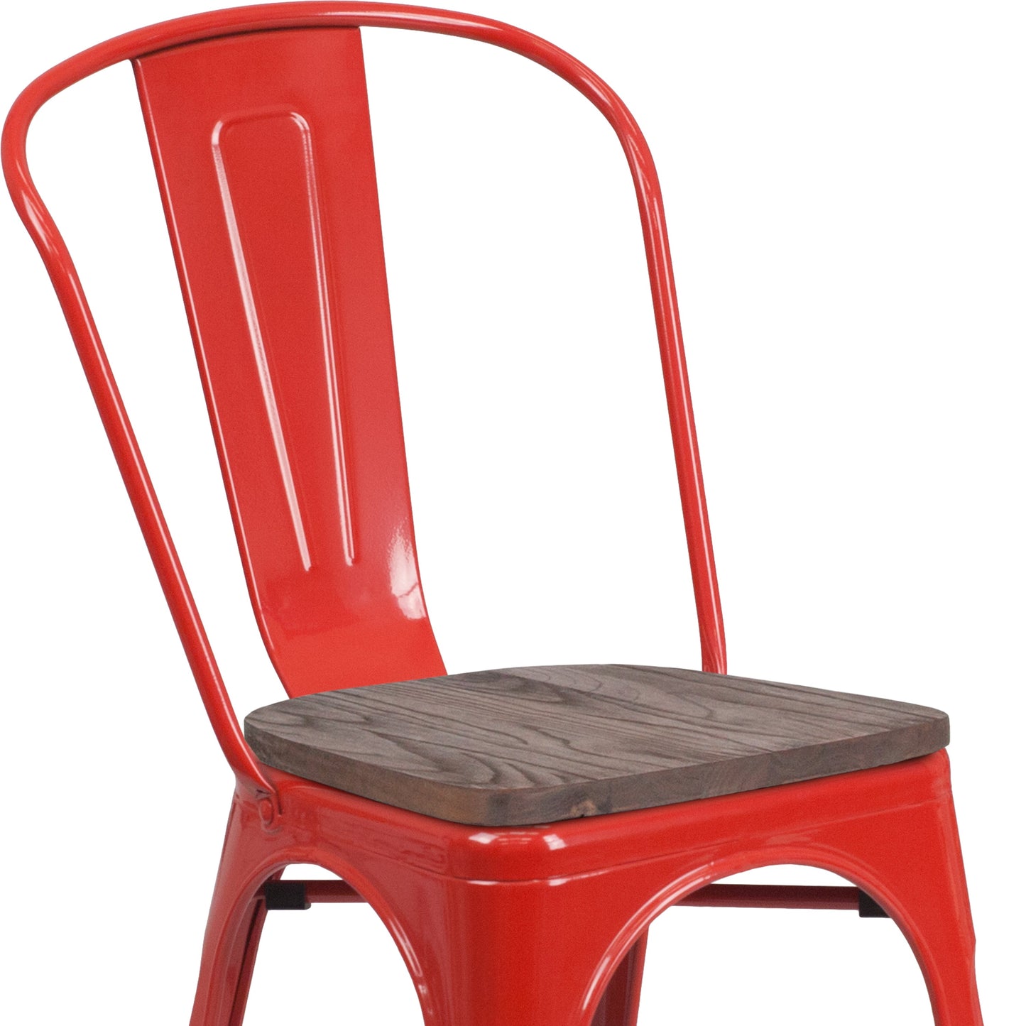 Red Metal Stack Chair CH-31230-RED-WD-GG