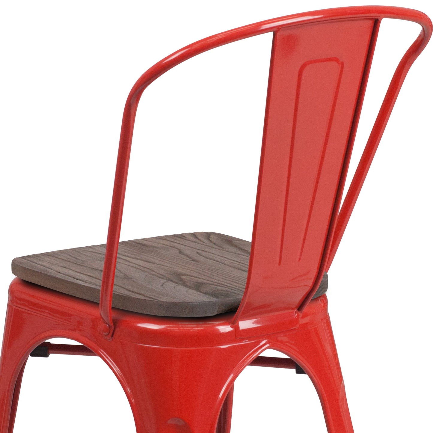 Red Metal Stack Chair CH-31230-RED-WD-GG